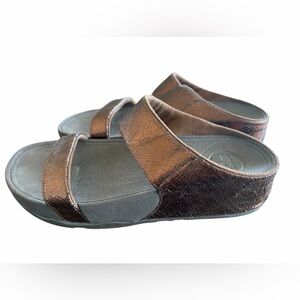FitFlop Lulu Bronze Copper Metallic Sandals Size 8